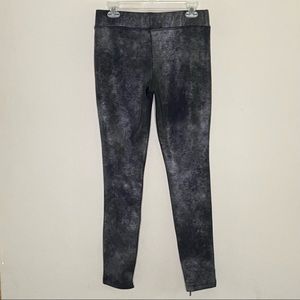 Free People Black Silver Metallic Leggings Small